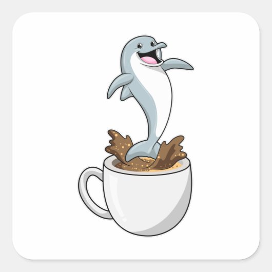 コーヒー入りイルカ スクエアシール (正面)