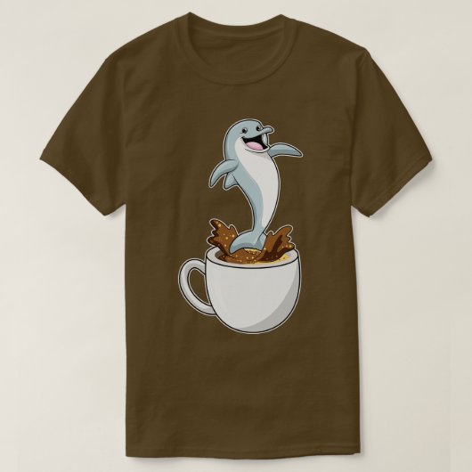 コーヒー入りイルカ Tシャツ (デザイン正面)