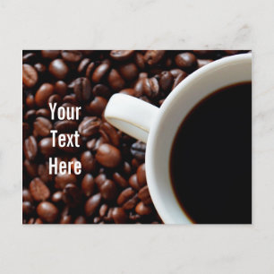コーヒー入りコーヒーカップ、コーヒー豆 ポストカード
