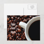 コーヒー入りコーヒーカップ、コーヒー豆 ポストカード (正面/裏面)