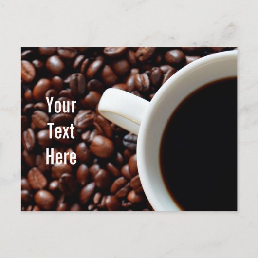 コーヒー入りコーヒーカップ、コーヒー豆 ポストカード (正面)