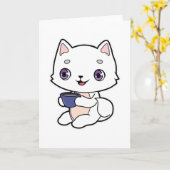 コーヒー入りネコ カード (黄色い花)