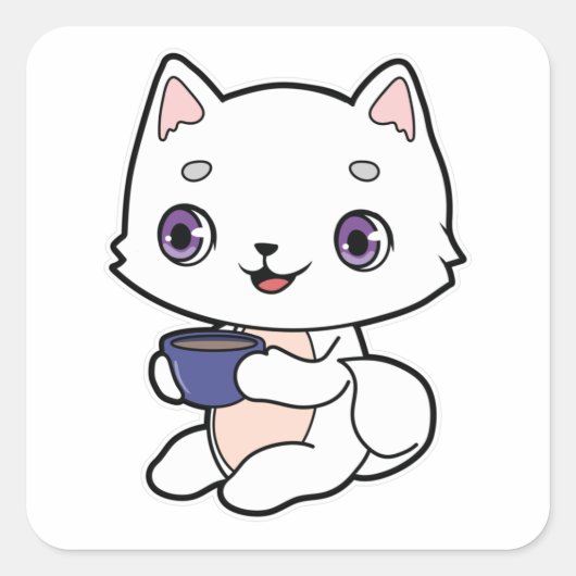 コーヒー入りネコ スクエアシール (正面)