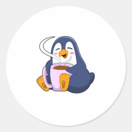 コーヒー入りペンギン ラウンドシール