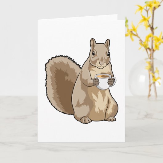 コーヒー入りリス カード (黄色い花)