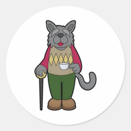 コーヒー入り犬 ラウンドシール (正面)