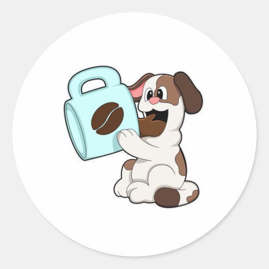 コーヒー入り犬 ラウンドシール (正面)