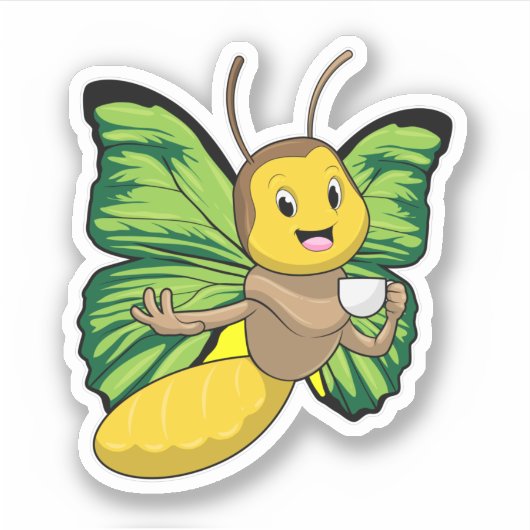 コーヒー入り蝶 シール (正面)