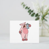 コーヒー入り豚ポット ポストカード (スタンド正面)