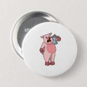 コーヒー入り豚ポット 缶バッジ (正面&裏面)