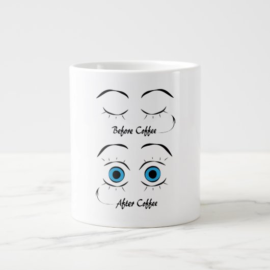 コーヒー前とコーヒー後 ジャンボコーヒーマグカップ (正面)