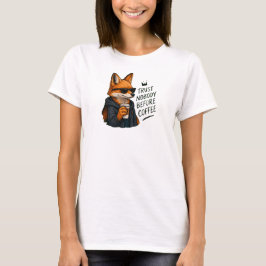 コーヒー前の不審者注意 クールな狐 サングラス Hoo Tシャツ