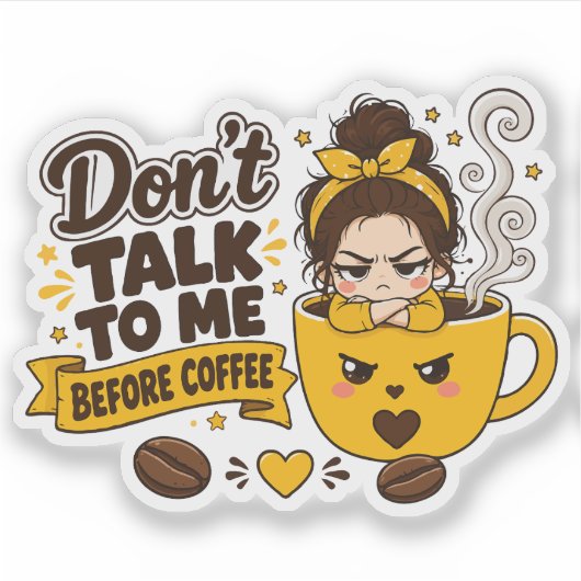 コーヒー前の会話はご遠慮ください グランピーガール シール (正面)