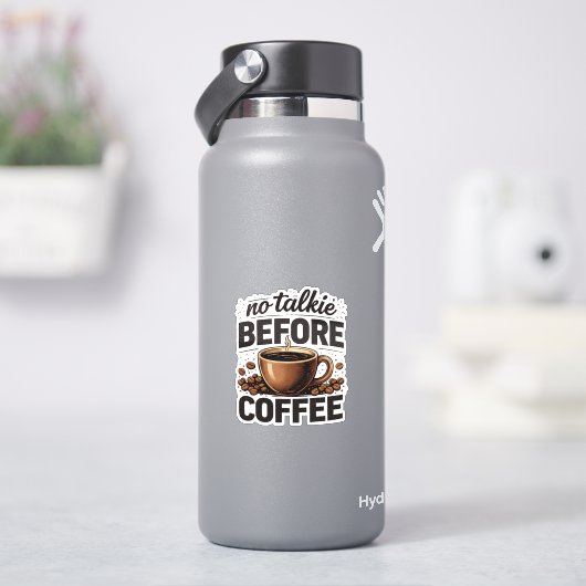 コーヒー前の会話は無し - 面白いレトロなコーヒー好き シール (HydroFlask)