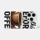 コーヒー前の会話は無し - 面白いレトロなコーヒー好き iPhoneケース (裏面横)
