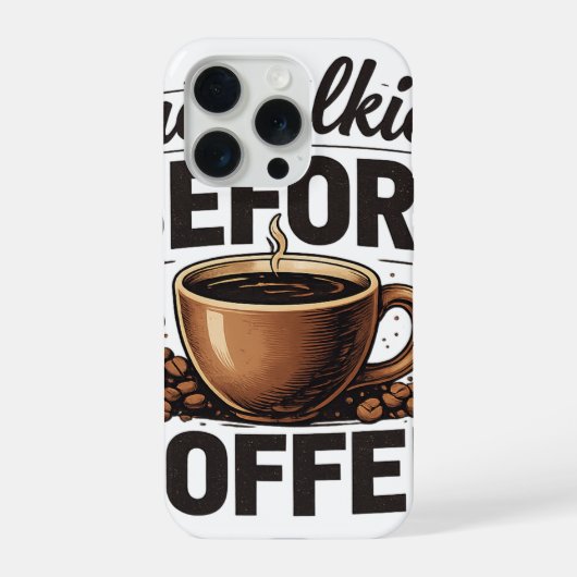 コーヒー前の会話は無し - 面白いレトロなコーヒー好き iPhoneケース (裏面)