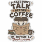 コーヒー前の会話禁止！面白い本虫ノートパソコン シール (正面)