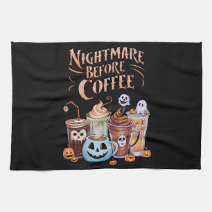 コーヒー前の悪夢 パンプキンスパイス ハロウィン キッチンタオル