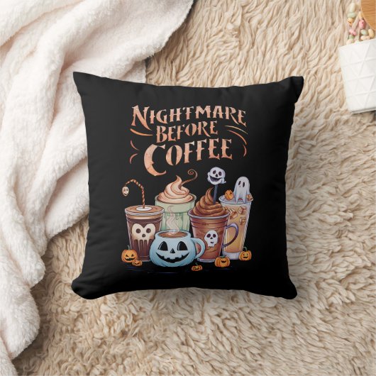 コーヒー前の悪夢 パンプキンスパイス ハロウィン クッション (ブランケット)
