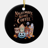 コーヒー前の悪夢 パンプキンスパイス ハロウィン セラミックオーナメント (正面)