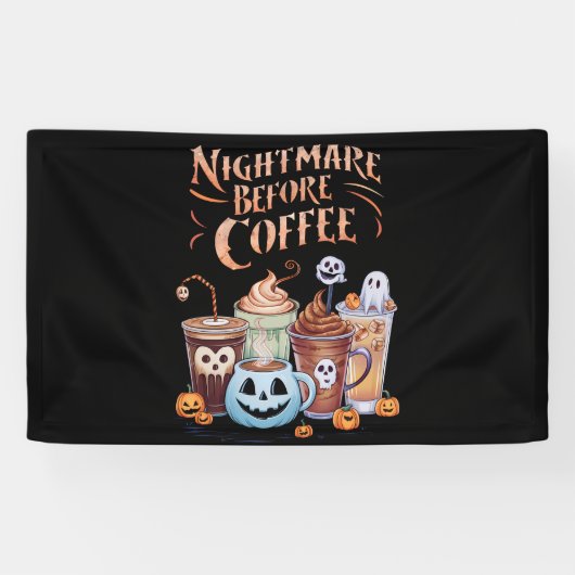 コーヒー前の悪夢 パンプキンスパイス ハロウィン 横断幕 (横)