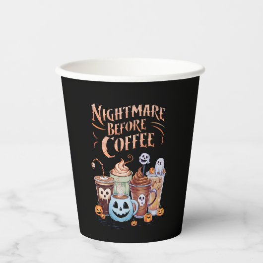 コーヒー前の悪夢 パンプキンスパイス ハロウィン 紙コップ (正面)