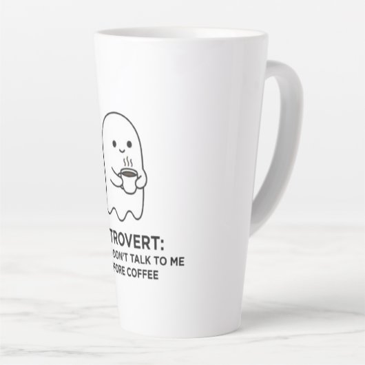コーヒー前の沈黙 幽霊系内向的 カフェラテマグ (右アングル)
