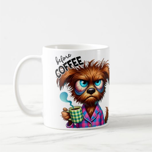 コーヒー前の犬 vs. 完全にカフェインを摂取した犬 コーヒーマグカップ (左)