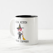 コーヒー前の100%魔女 ツートーンマグカップ (正面左)
