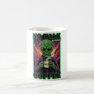 コーヒー前は口を開かぬエイリアン コーヒーマグカップ