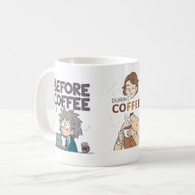 コーヒー前後の気分を表したベクターアート