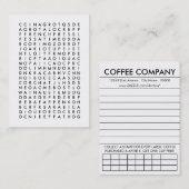 コーヒー単語の調査のパズルのロイヤリティカード ロイヤリティカード (正面/裏面)