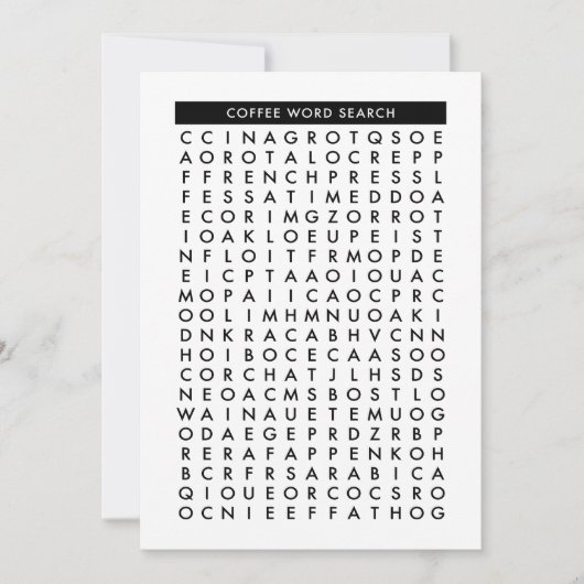 コーヒー単語の調査のパズル 招待状 (正面)