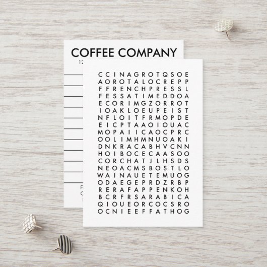 コーヒー単語の調査はカードに報酬を与えます 割引カード (正面/裏面インサイチュ)