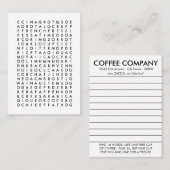 コーヒー単語の調査はカードに報酬を与えます 割引カード (正面/裏面)