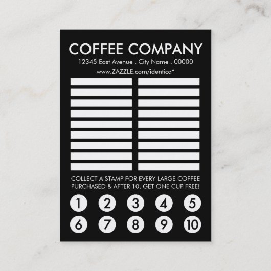 コーヒー単語検索パズルパンチカード ロイヤリティカード (裏面)