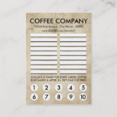 コーヒー単語検索パズルパンチカード ロイヤリティカード (裏面)