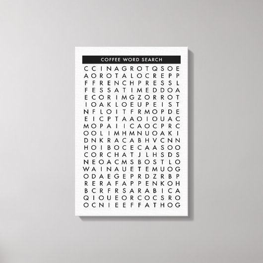 コーヒー単語検索パズル キャンバスプリント (正面)