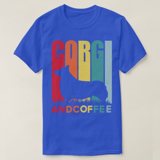 コーヒー及びコーギヴィンテージ Tシャツ (デザイン正面)
