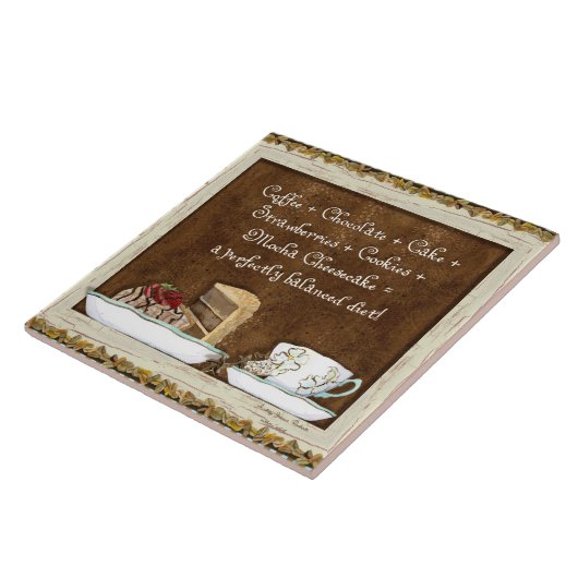 コーヒー及びチョコレートジャワの台所芸術のデザートのケーキ タイル (側面)