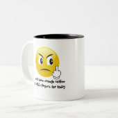 コーヒー及び中指(emoji)のコーヒー・マグ ツートーンマグカップ (正面左)
