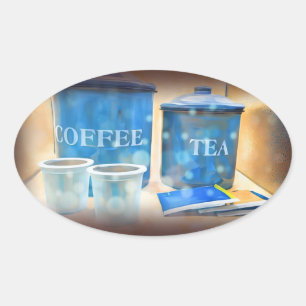 コーヒー及び紅茶写真シール 楕円形シール