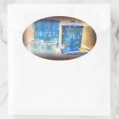 コーヒー及び紅茶写真シール 楕円形シール (バッグ)