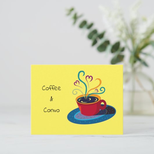 コーヒー及びConvoのklatchの非公式の情報通のモダンな醸造物誘って下さい シーズンポストカード (スタンド正面)