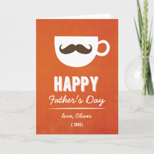 コーヒー口ひげ Orange Linen Father's Day カード