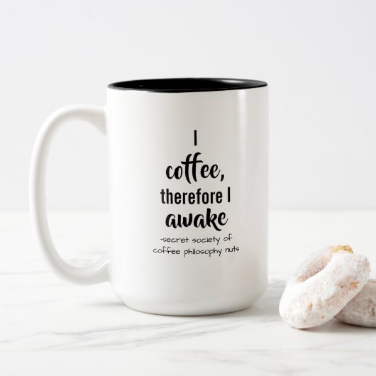 コーヒー哲学のツイストをデカルト ツートーンマグカップ (ドーナツ)