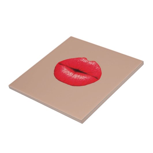コーヒー唇のキスのキスのポップアート タイル (側面)