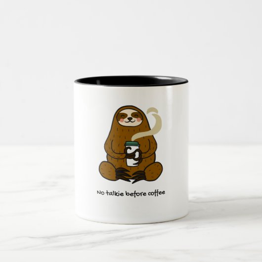 コーヒー図解入りの、写真付きの前の茶色のトーキーなし ツートーンマグカップ (中央)