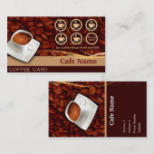 コーヒー報酬および名刺-カフェ ロイヤリティカード (正面/裏面)