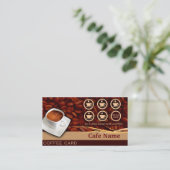 コーヒー報酬および名刺-カフェ ロイヤリティカード (スタンド正面)